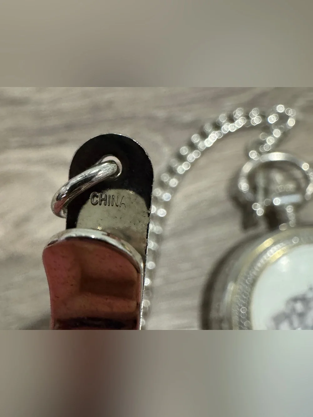 Silver Pocket Watch with Train Motif and Chain - Men Accessories